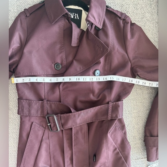 ZARA ZW Collection Water-Repellent burgundy Trench Coat – Size Medium - Picture 5 of 14